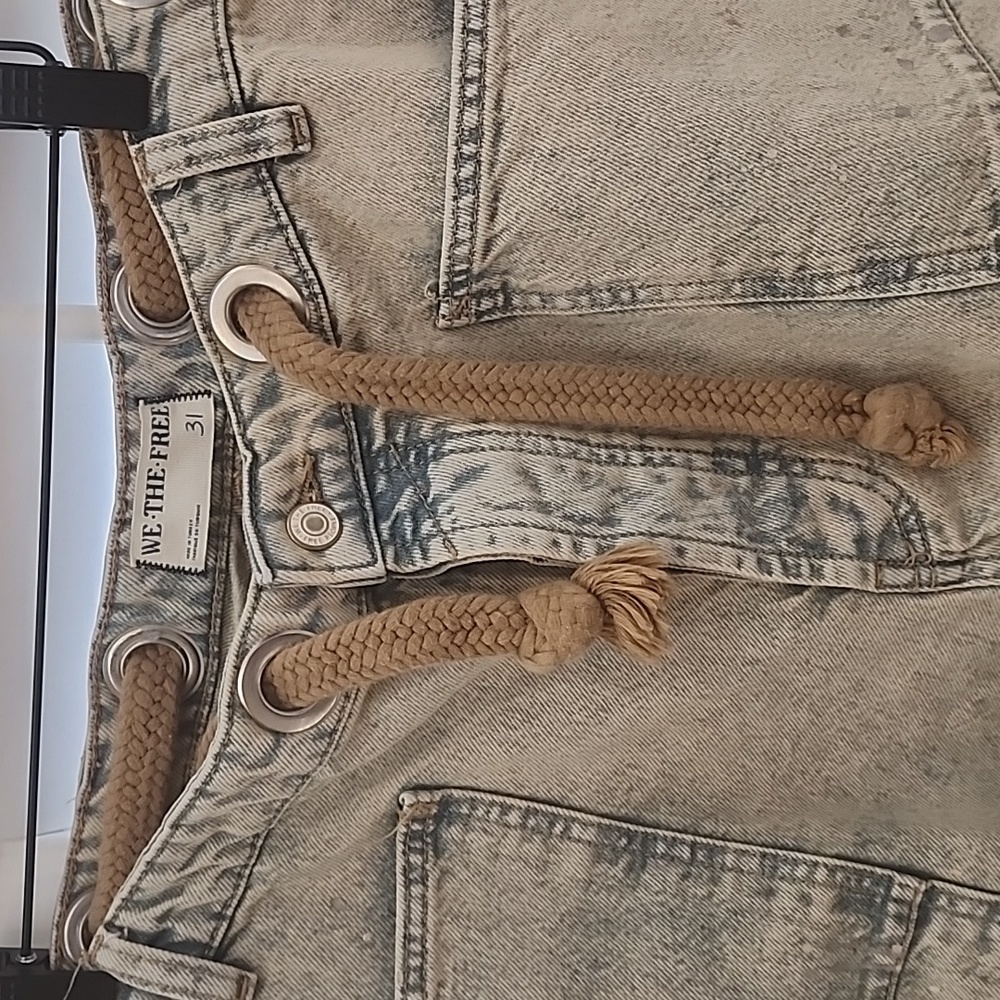 Free People Moxie Jeans with Brown Tie - Picture 3 of 8